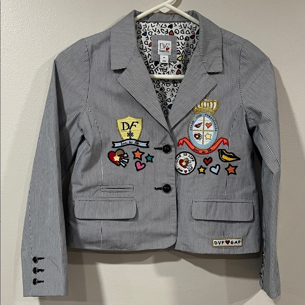 GAP x DVF Girls Navy Pinstriped Blazer. Size XL (runs small!)